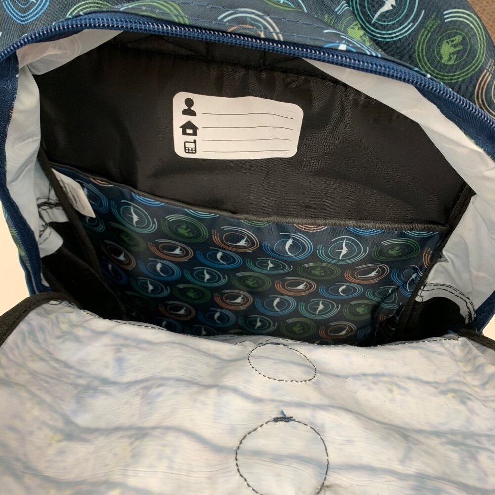 Jurassic World 17" Backpack Padded Laptop Sleeve Water-Resistant Blue Dinosaur - Picture 10 of 10